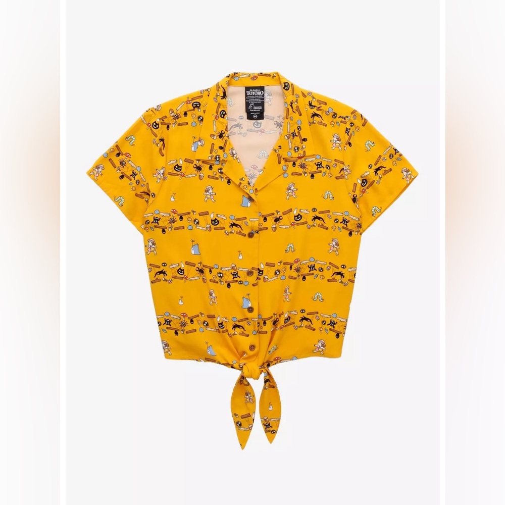 Studio Ghibli My Neighbor Totoro Repeating Stripes Tie-Front Woven Top